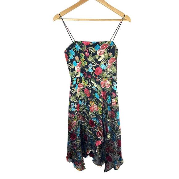 Alice + Olivia Heather  DEVORÉ Chiffon Asymmetrical Dress Floral Size 2 - Picture 2 of 14